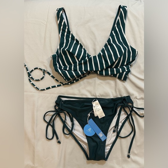 Cupshe Green and White Striped Bikini - Picture 6 of 11